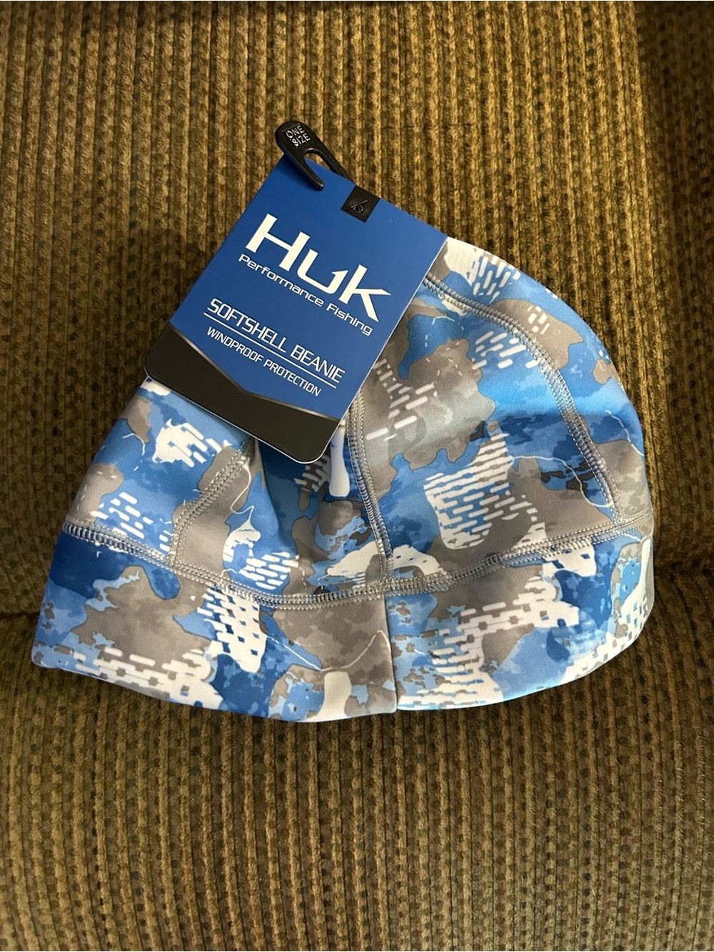 NWT Huk Softshell Beanie - Blue Camo